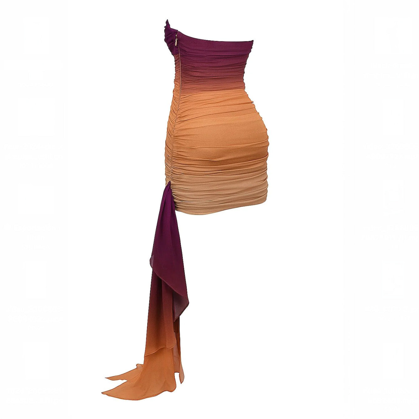GRADIENT OFF SHOULDER MINI DRESS with TRAIN