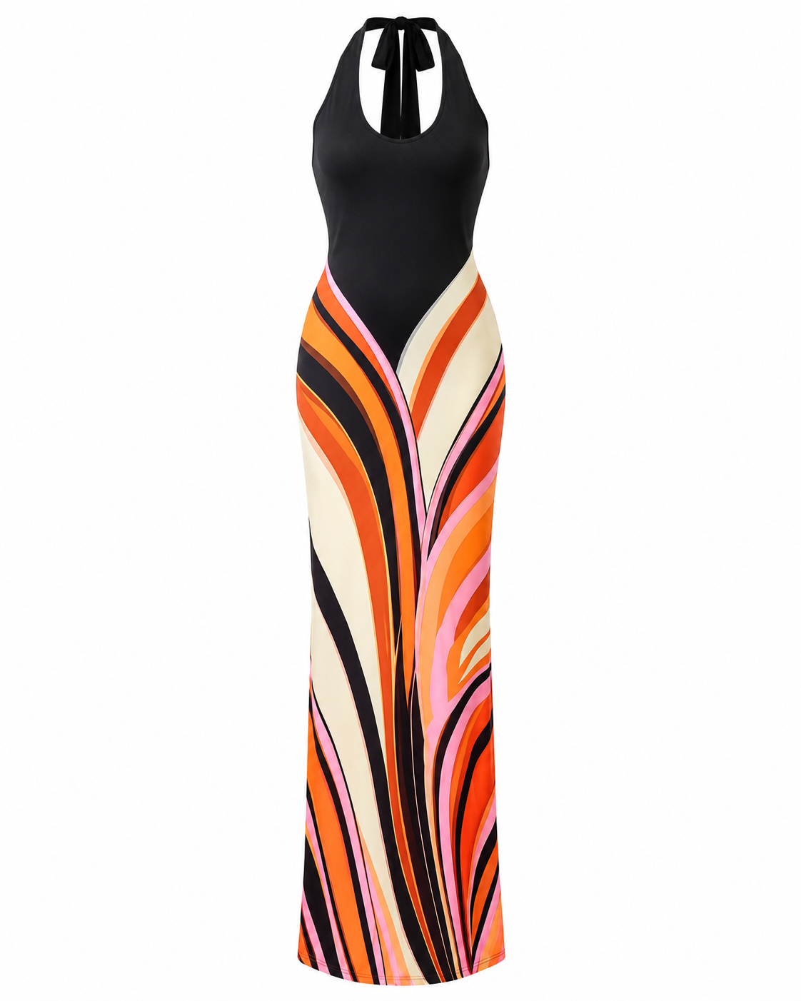 Bohemian Halter Maxi Dress Backless Printed Summer Vacation Dress