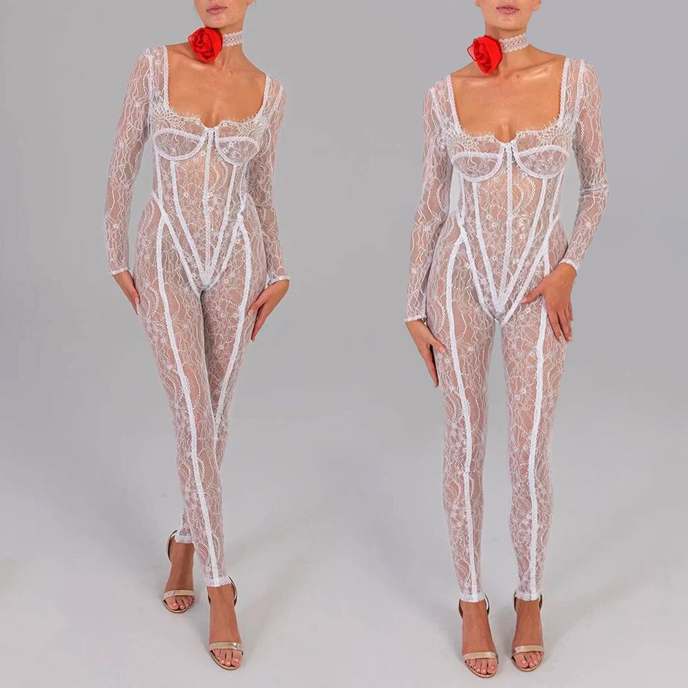 LORAK LACE LONGSLEEVE JUMPSUIT