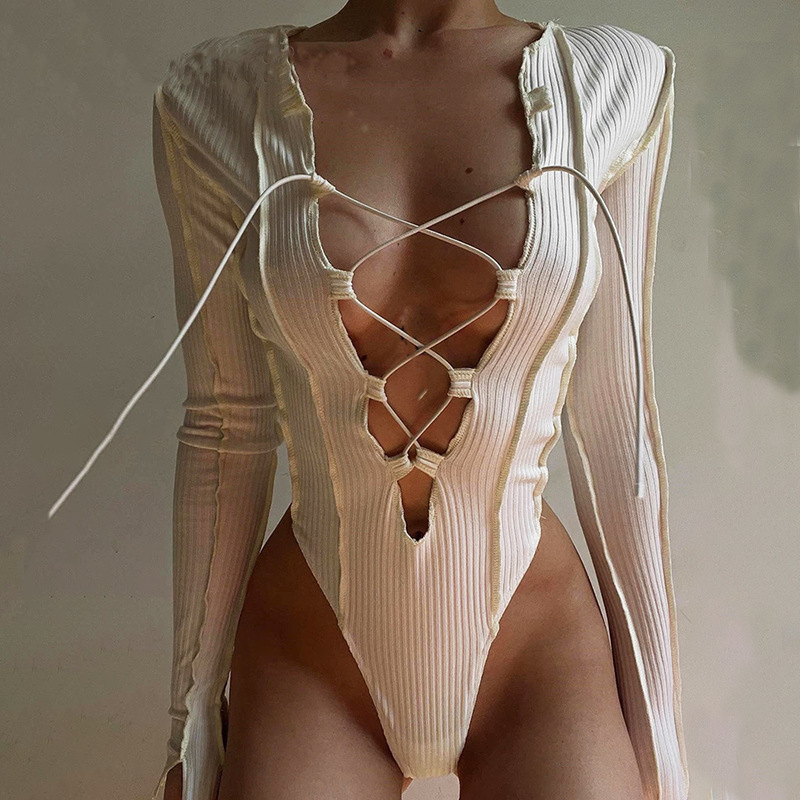COLETTE LONG SLEEVE HALTER BODYSUIT