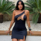 SAGE MESH ONE SHOULDER MINI DRESS