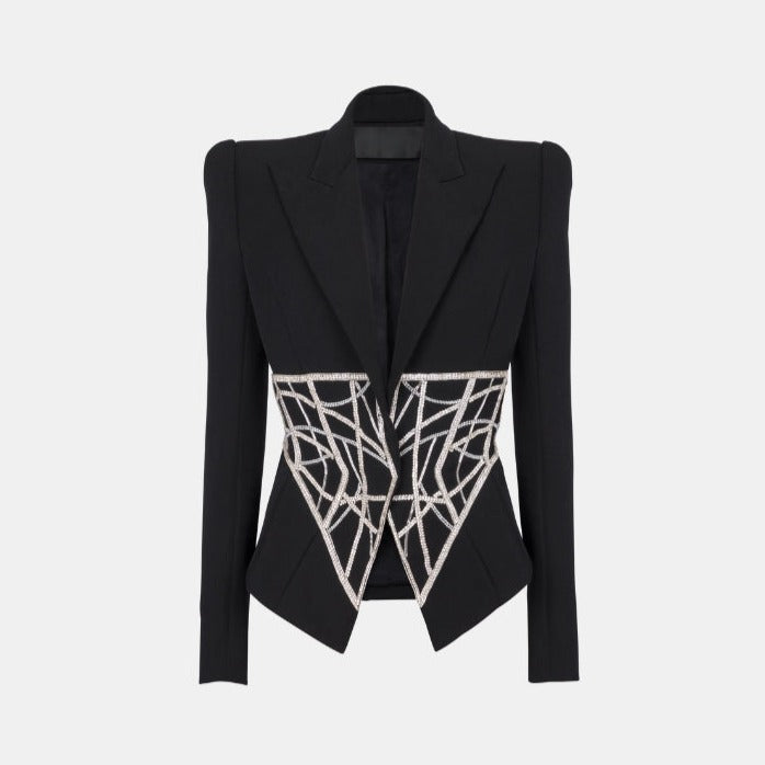 MERYL BLACK BLACER with CRYSTAL WAIST