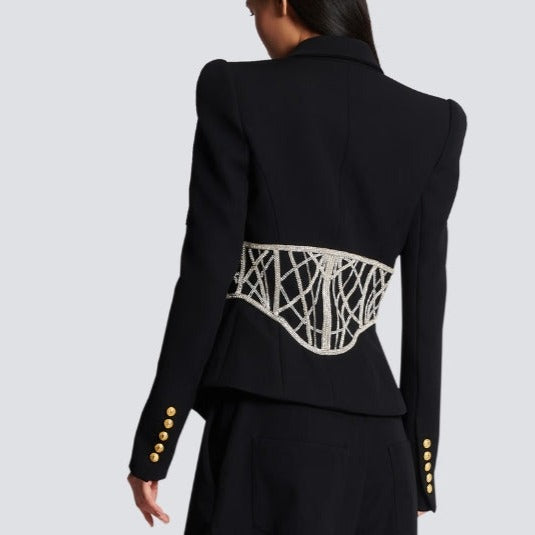 MERYL BLACK BLACER with CRYSTAL WAIST