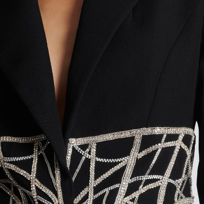MERYL BLACK BLACER with CRYSTAL WAIST