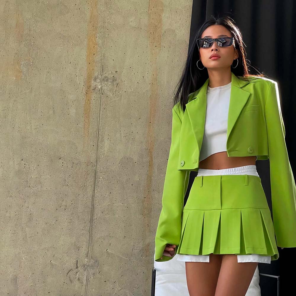 ALLIE PLEATED SKIRT and BLAZER SUIT