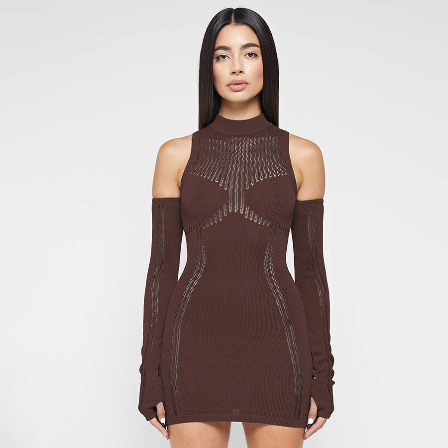 ARIELLE LONG SLEEVE KNITTED MINI DRESS