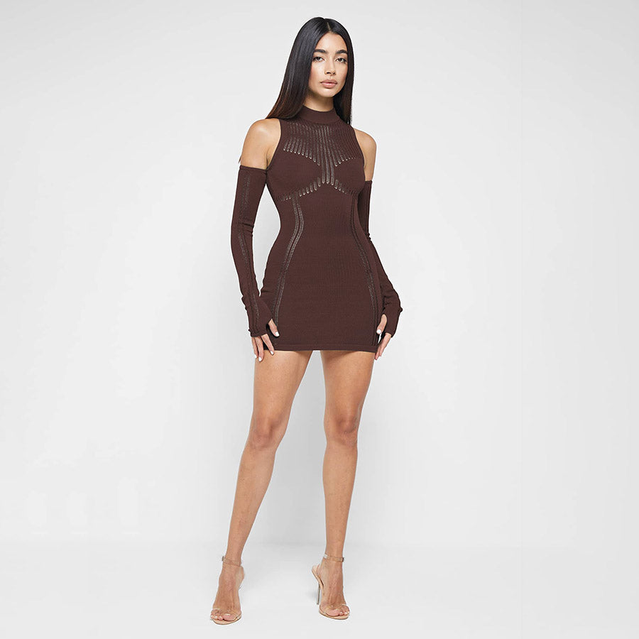 ARIELLE LONG SLEEVE KNITTED MINI DRESS
