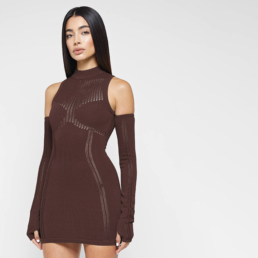 ARIELLE LONG SLEEVE KNITTED MINI DRESS