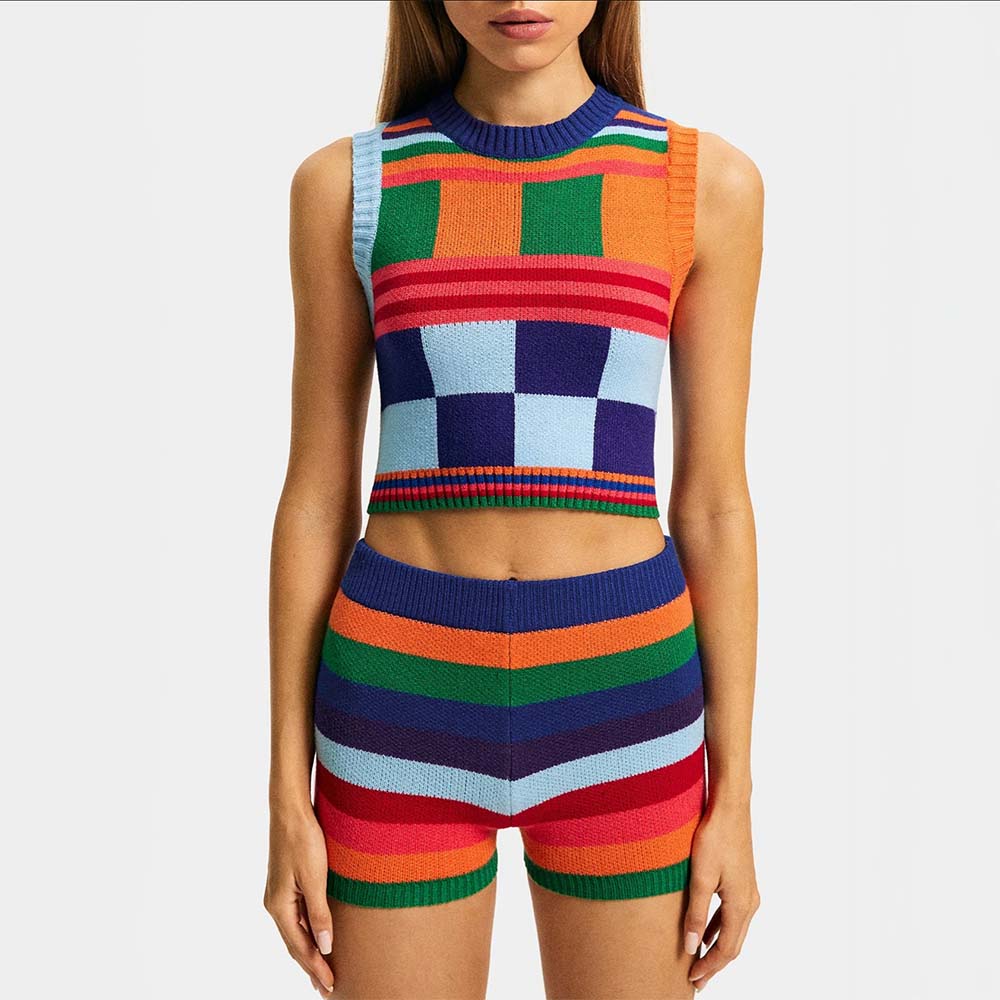 ARLETH KNITTED MULTICOLOR TOP and SHORTS SET