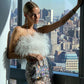 TIANA FEATHER TOP and GLITTER SKIRT SET