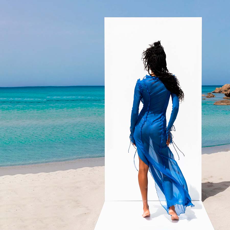 BRYNN LONG SLEEVE MESH MAXI DRESS