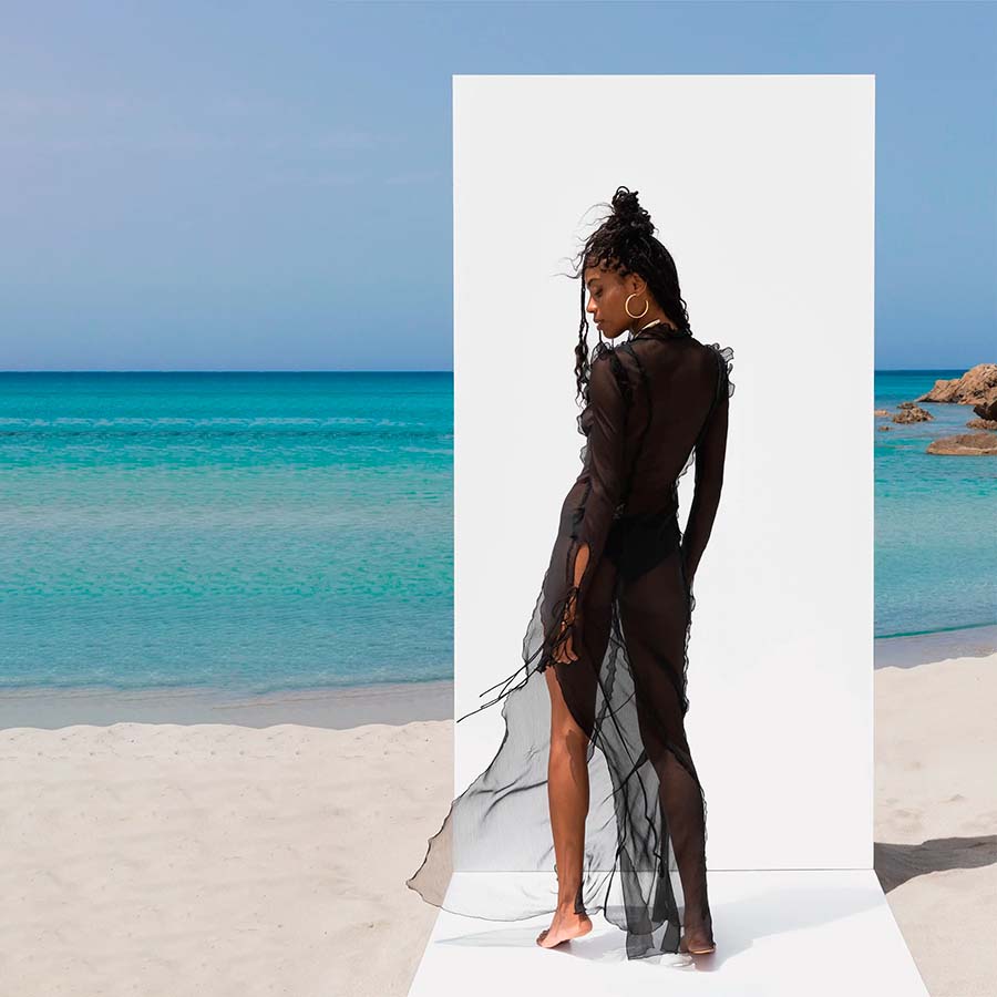 BRYNN LONG SLEEVE MESH MAXI DRESS