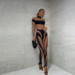 DALARY PRINTED MESH LEGGINGS