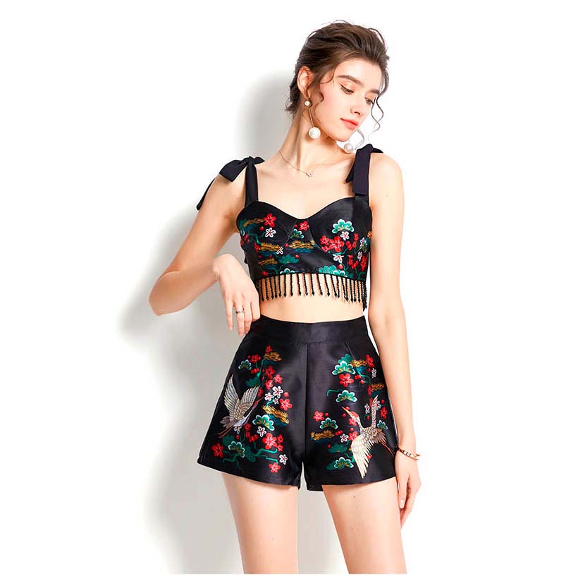 DELLA EMBROIDERED SHORTS and TOP 2 PIECE SET
