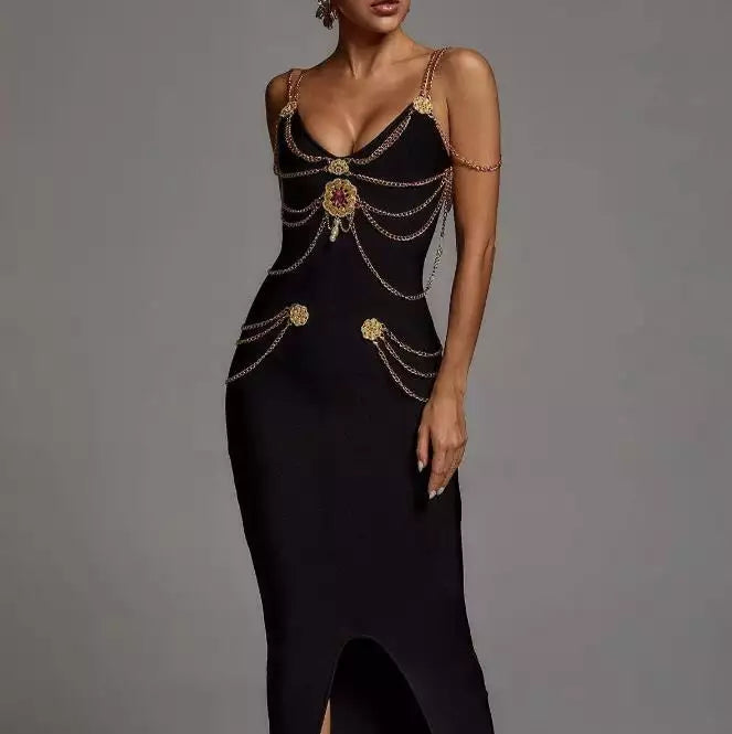 LILLY ROSE MAXI DRESS with CHAINS