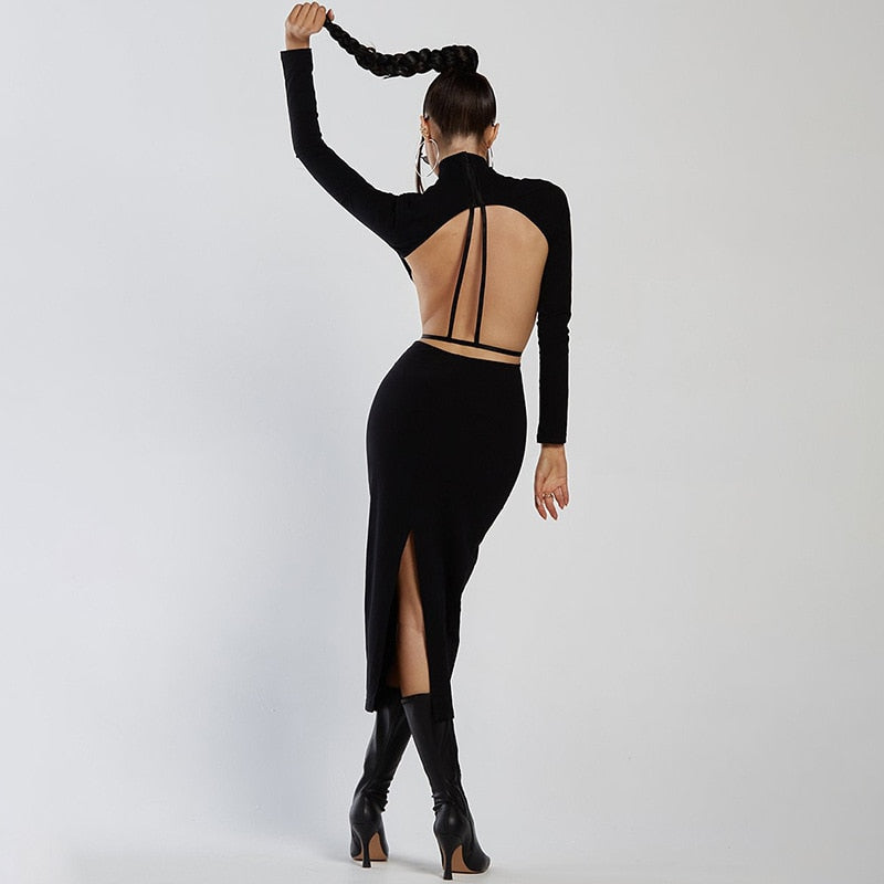 HATTIE BACKLESS MIDI DRESS