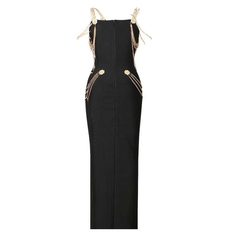 LILLY ROSE MAXI DRESS with CHAINS
