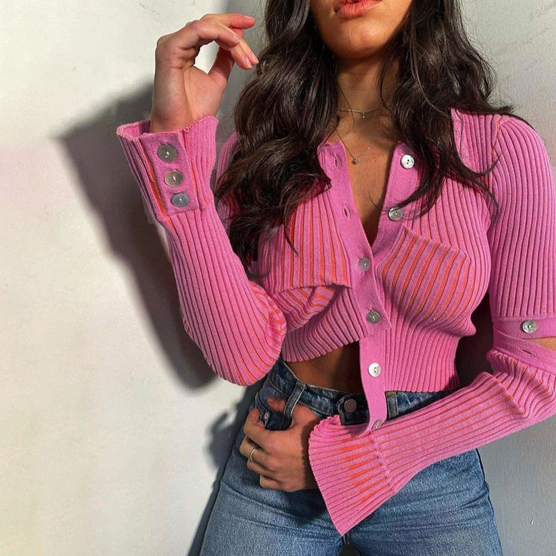 LIBERTY PINK KNITTED CROP TOP