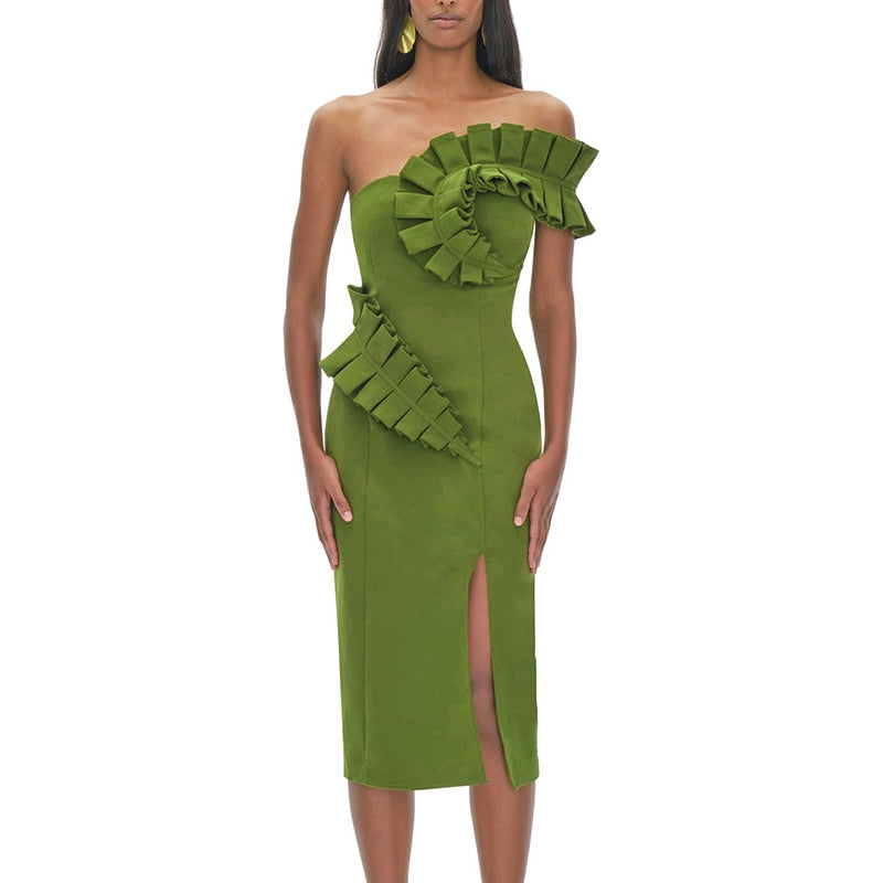 WYNTER SIDE SLIT MIDI DRESS