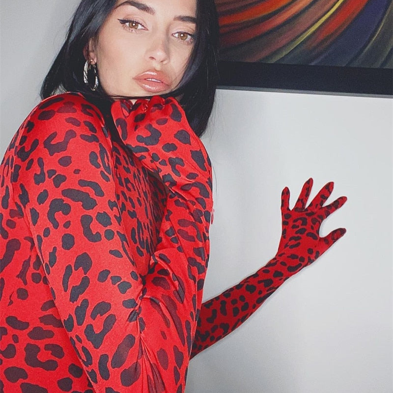 ANAHI LEOPARD PRINTED BODYSUIT with GLOVES