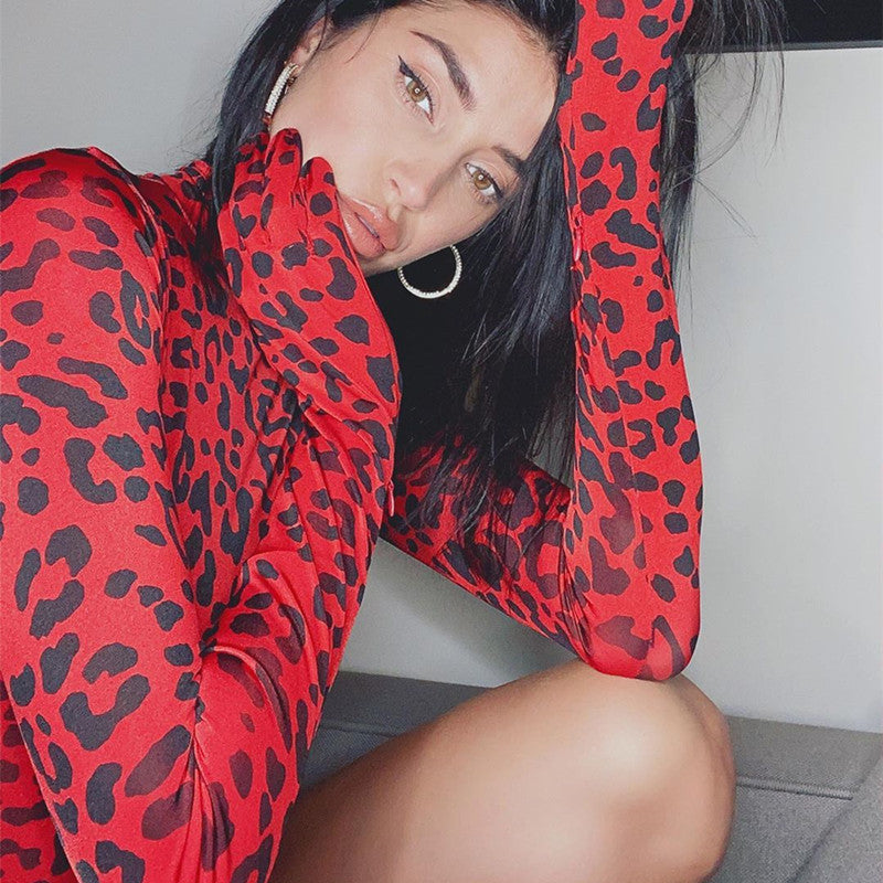 ANAHI LEOPARD PRINTED BODYSUIT with GLOVES
