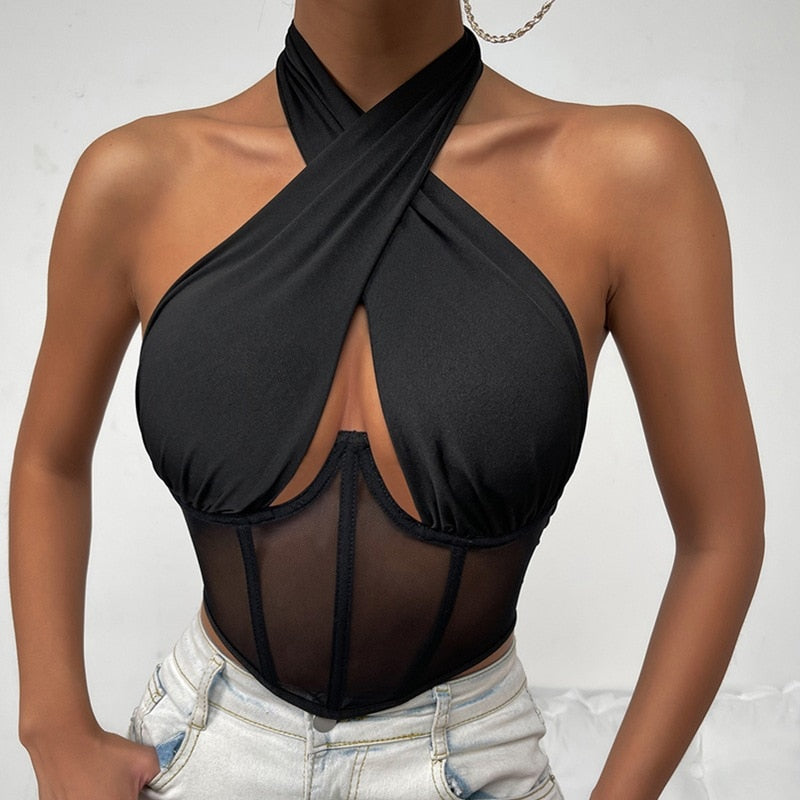 ZELDA CROSS HALTER CORSET