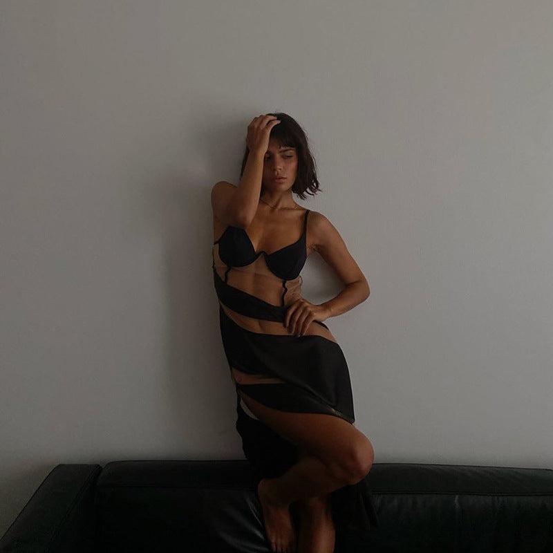 YARELY MESH STRIPES DRESS