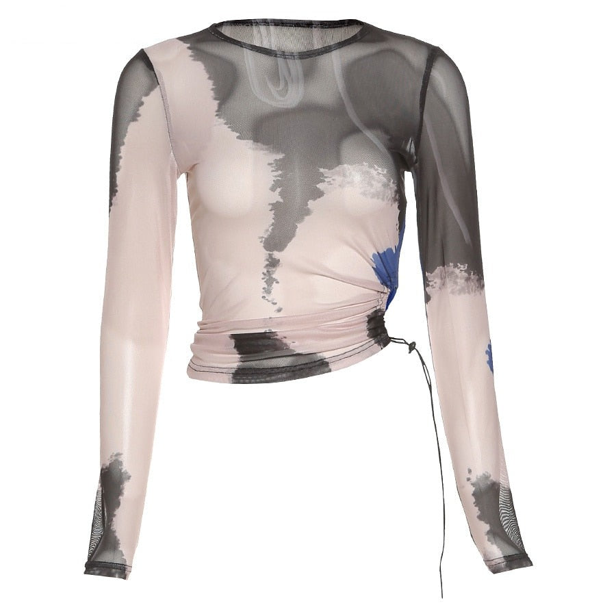 HENLEY MESH CROP TOP