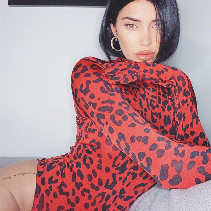 ANAHI LEOPARD PRINTED BODYSUIT with GLOVES