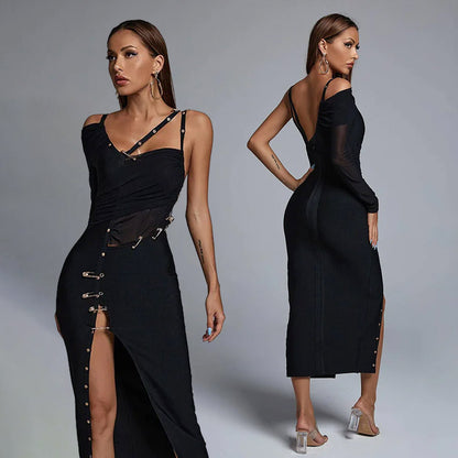 HADLEE CLASP PIN SIDE SLIT DRESS