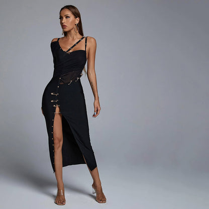 HADLEE CLASP PIN SIDE SLIT DRESS