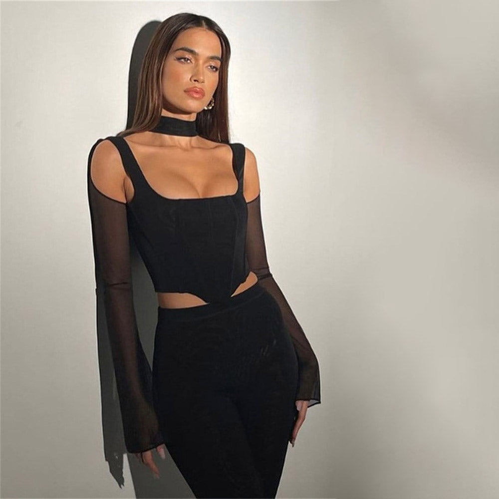 HIRIGIN LONG SLEEVE CORSET TOP
