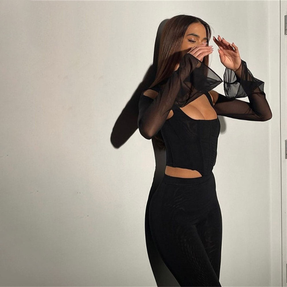 HIRIGIN LONG SLEEVE CORSET TOP
