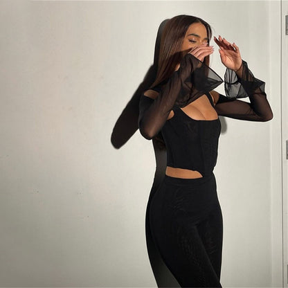 HIRIGIN LONG SLEEVE CORSET TOP