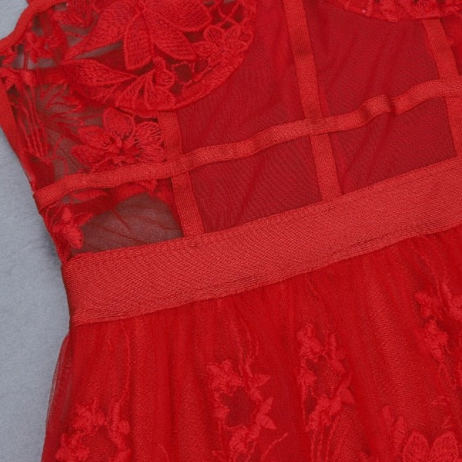 HALEY RED LACE MAXI DRESS