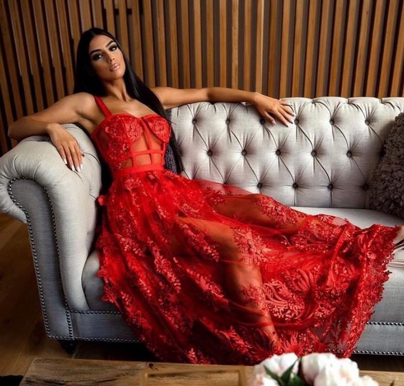 HALEY RED LACE MAXI DRESS