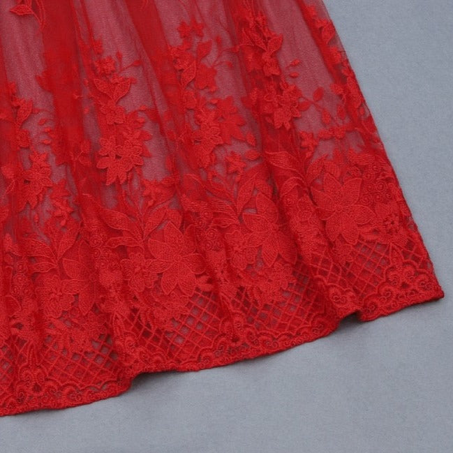 HALEY RED LACE MAXI DRESS