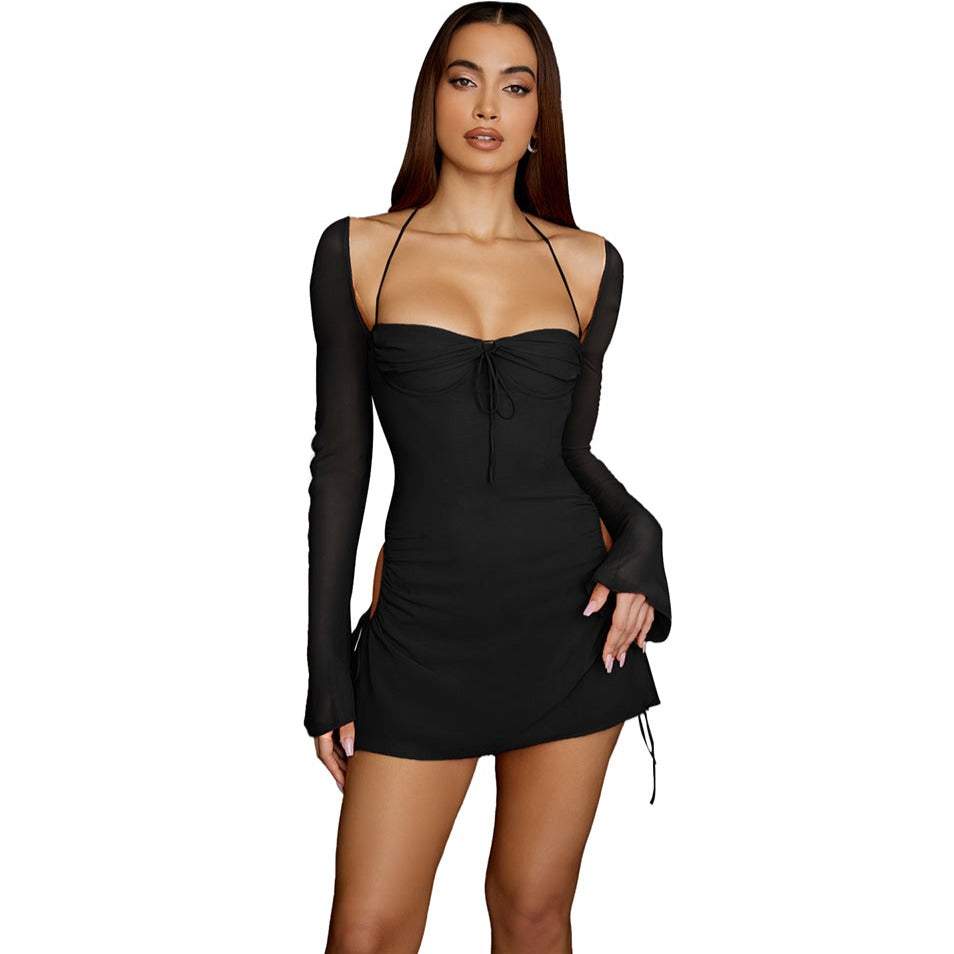 Side slit outlet mini dress