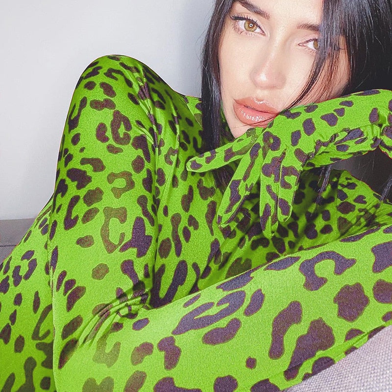ANAHI LEOPARD PRINTED BODYSUIT with GLOVES