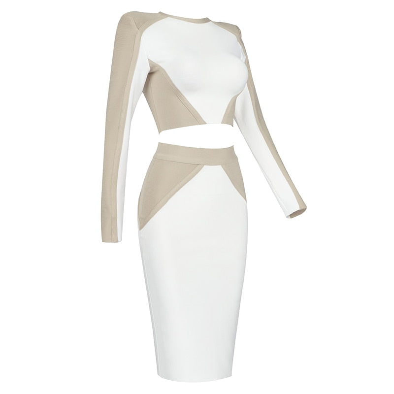 PRISCILLA LONG SLEEVE TOP and MIDI SKIRT SET