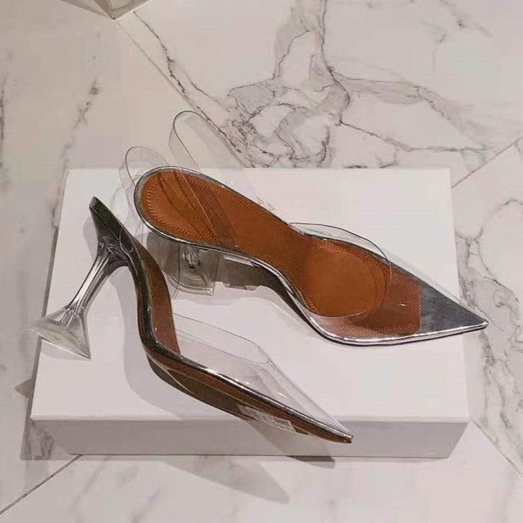 MAE TRIANGLE HEEL TRANSPARENT SANDALS
