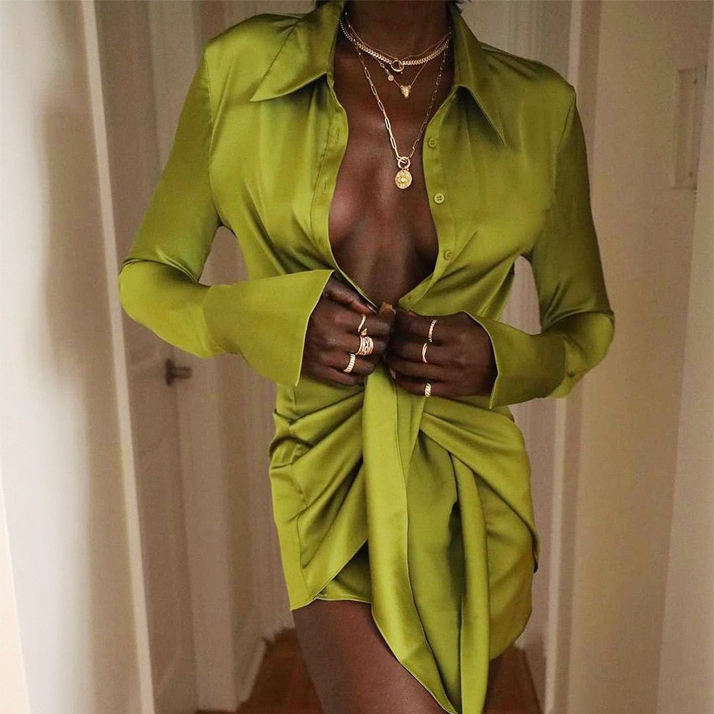 JULISSA LONG SLEEVE V NECK MINI DRESS