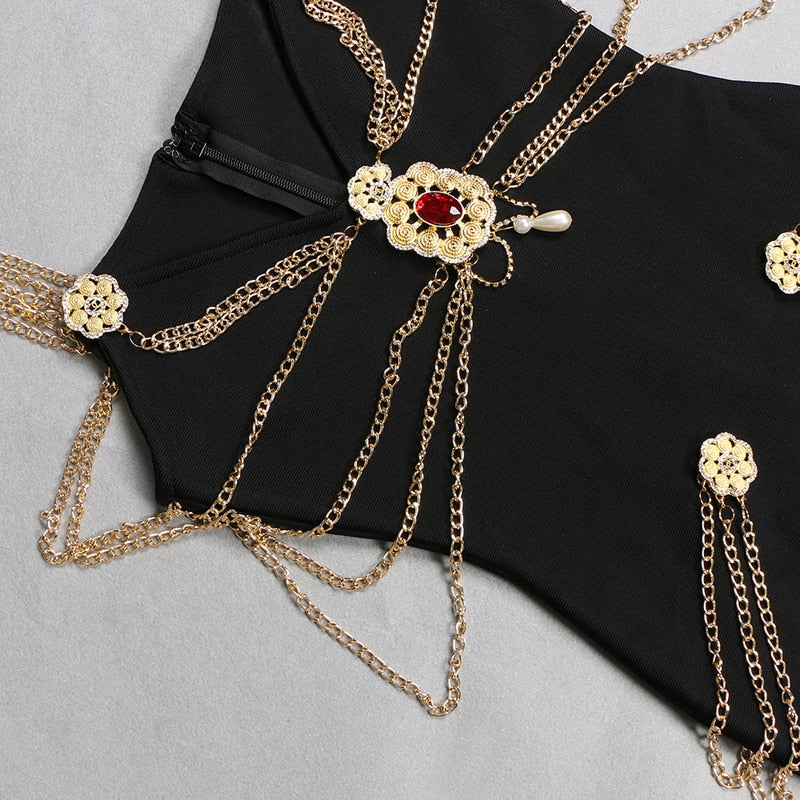 LILLY ROSE MAXI DRESS with CHAINS