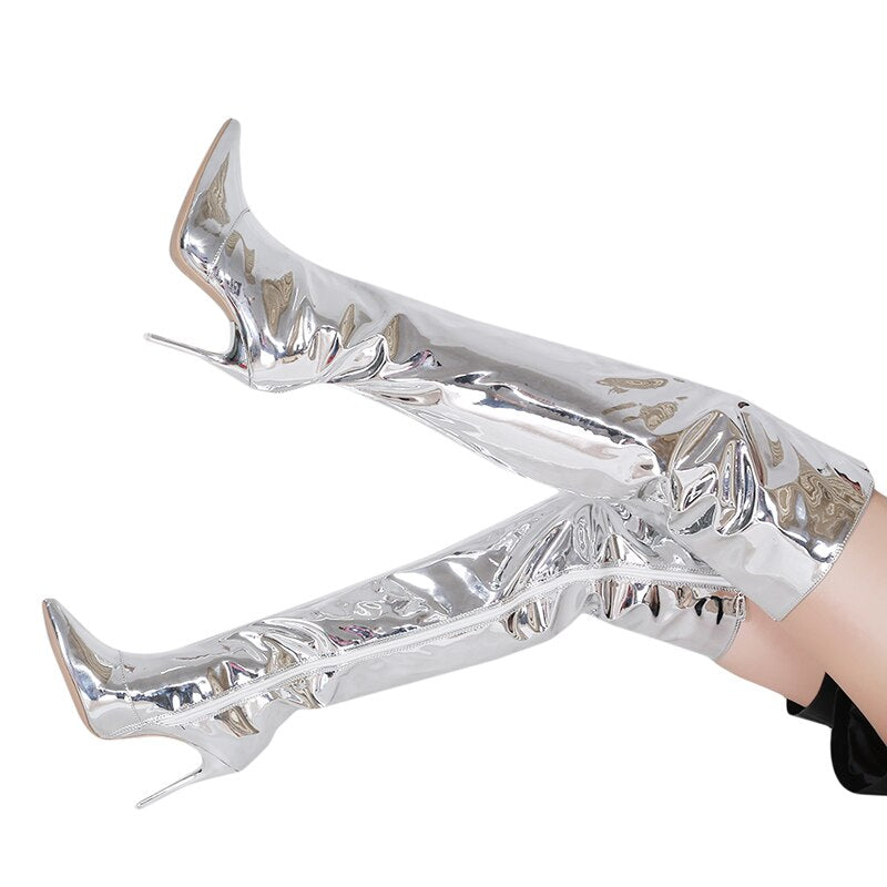 JULIANNA SILVER and BLACK MIRROR BOOTS