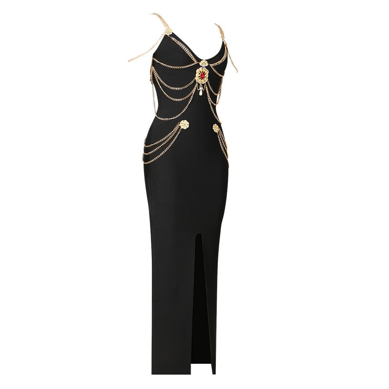 LILLY ROSE MAXI DRESS with CHAINS
