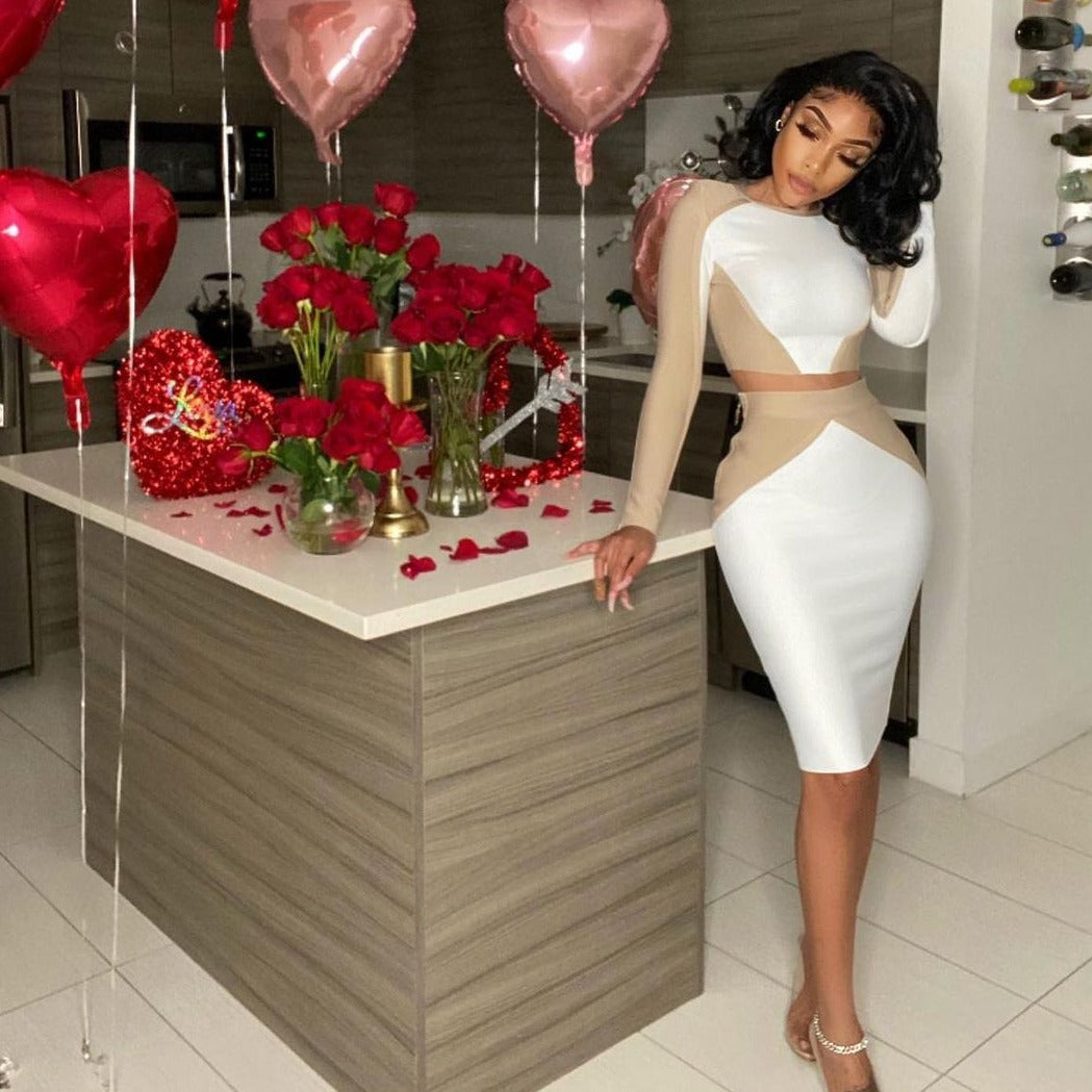 PRISCILLA LONG SLEEVE TOP and MIDI SKIRT SET
