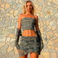 LINA CAMOUFLAGE TOP SLEEVES and MINI SKIRT SET