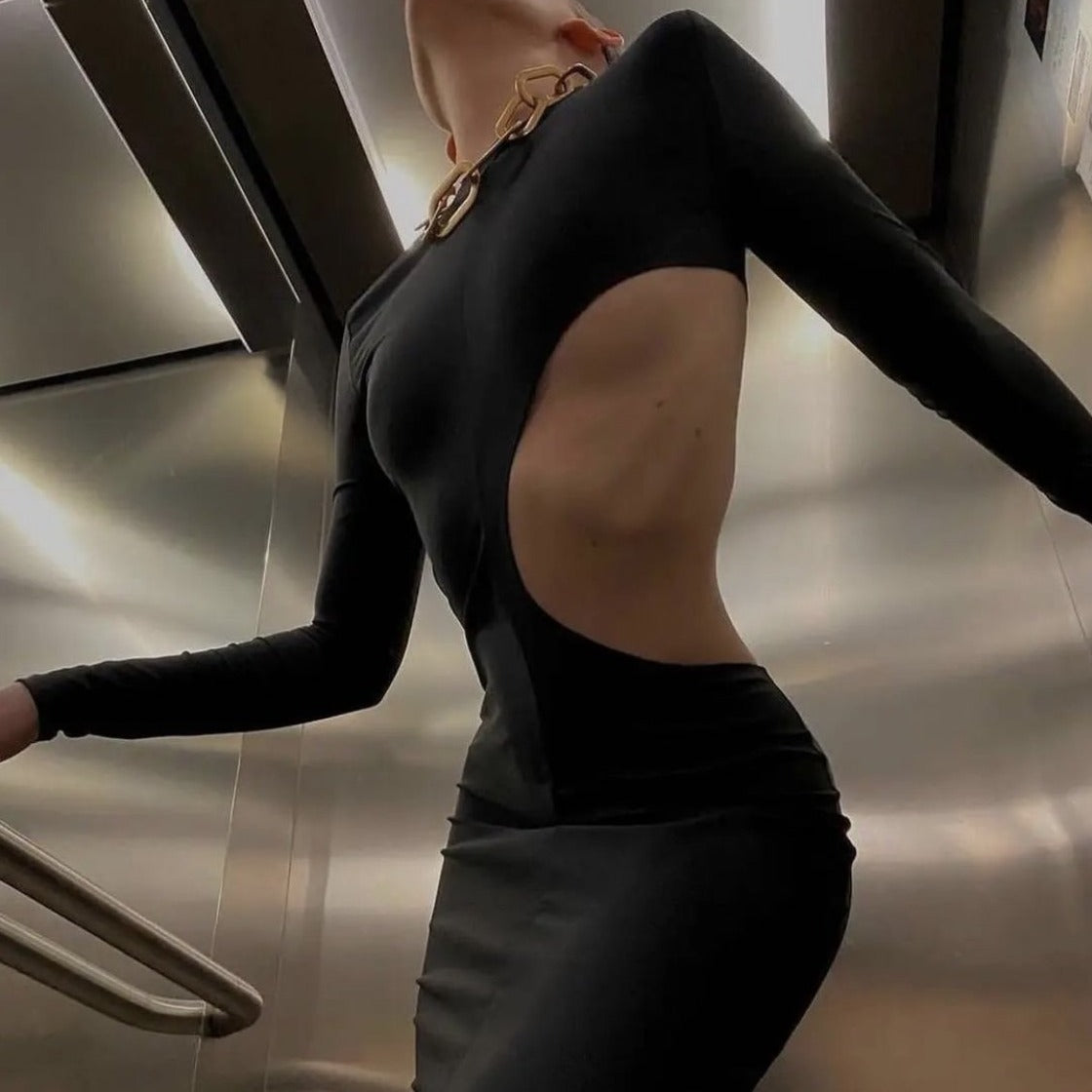 WHITLEY LONG SLEEVE CUT OUT MAXI DRESS