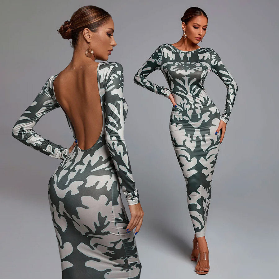KYLIE LONG SLEEVE BACKLESS DRESS