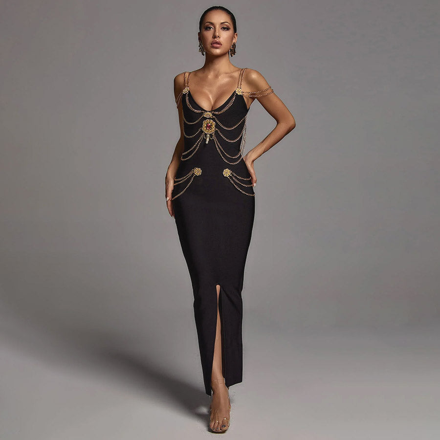 LILLY ROSE MAXI DRESS with CHAINS